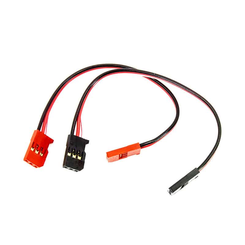 Futaba 130 mm male-to-male gyro extension lead cable for RC gyro connection, red and black 3‑pin plugs
