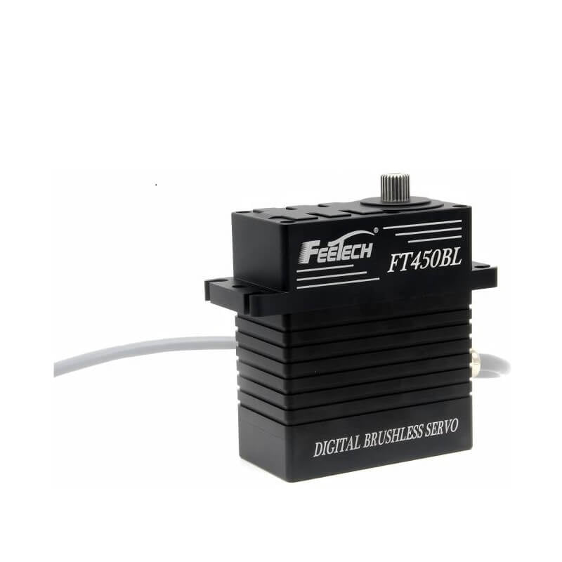 FEETECH FT450B Servo, FEETECH FT450BL is a 24V digital brushless servo with 450kg.cm torque, 180° PWM control, aluminum case, and 25T spline for high-performance applications.
