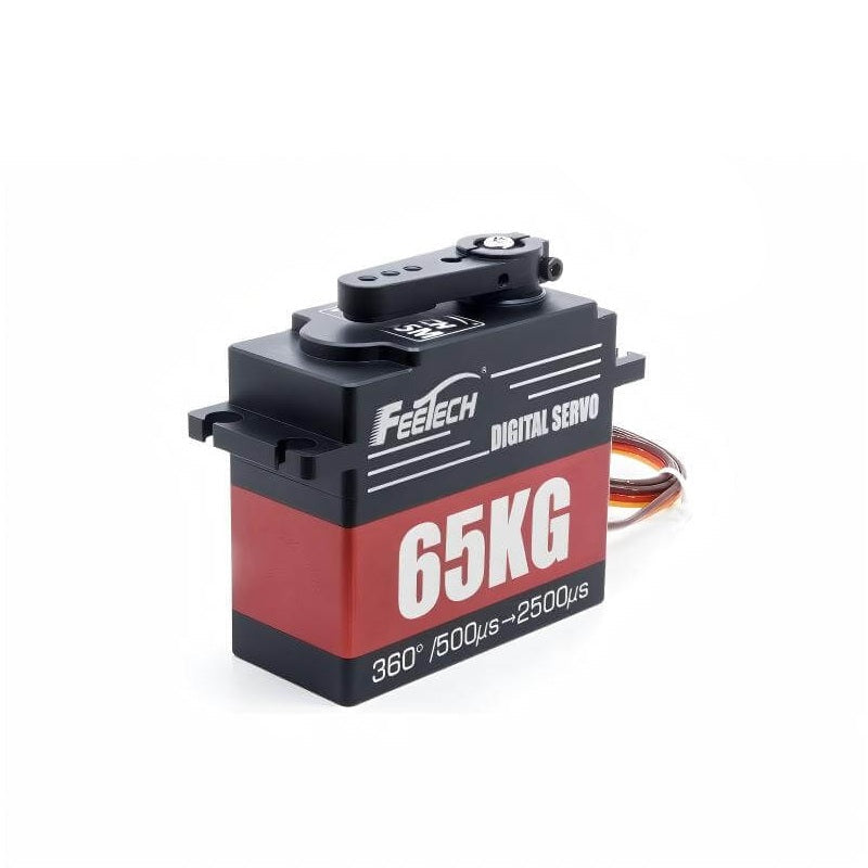 FEETECH FT6365 伺服馬達，7.4V 65kg.cm 360° 磁編碼器鋼齒輪，4.8–8.4V PWM，鋁合金外殼