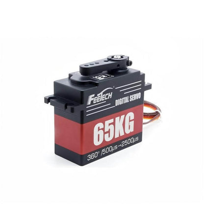 FEETECH FT6365 伺服馬達，7.4V 65kg.cm 360° 磁編碼器鋼齒輪，4.8–8.4V PWM，鋁合金外殼