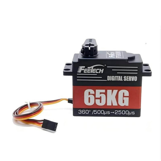 FEETECH FT6365 サーボモーター、7.4V 65kg.cm 360° 磁気エンコーダー スチールギア、4.8–8.4V PWM、アルミケース