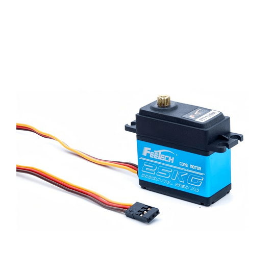 FEETECH FT7125 Servo, FEETECH 25KG digital servo with steel gears, aluminum case, operates at 7.4V for high torque and durability in demanding applications.
