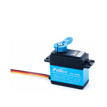 FEETECH FT7125 Servo, FEETECH FT7125M 25kg.cm digital servo motor, 7.4V, 180° PWM, steel gears, aluminum case, high-torque core motor for robotics and drones.