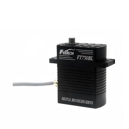 FEETECH FT750B Servo, FEETECH FT750BL: 24V digital brushless servo with 750kg·cm torque, 180° travel, PWM control, and durable aluminum case.