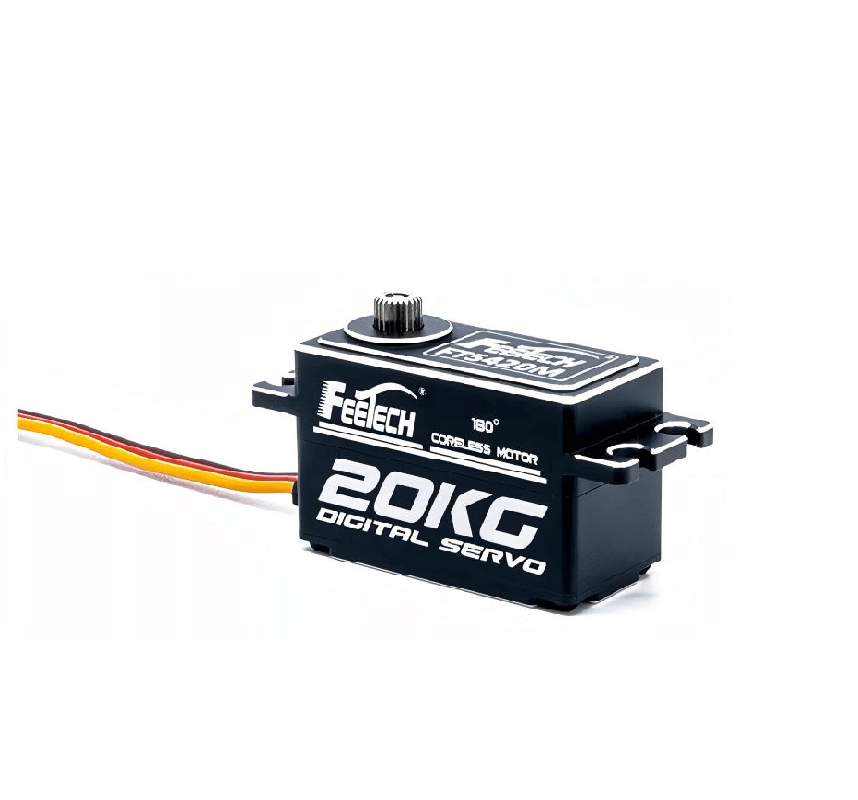 FEETECH FT5420M Servo, FEETECH FT5420M: 20kg digital servo, coreless 180° motor, 22.5kg.cm stall torque at 8.4V, 0.095sec/60° response. Ideal for high-performance drone applications.