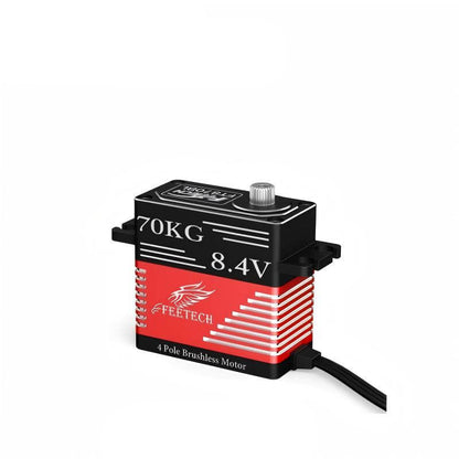 FEETECH FT870B Servo, FEETECH 70KG high-torque brushless servo with 8.4V 4-pole motor, 180° rotation, titanium gears, and 25T spline for durable, precise drone or RC control.