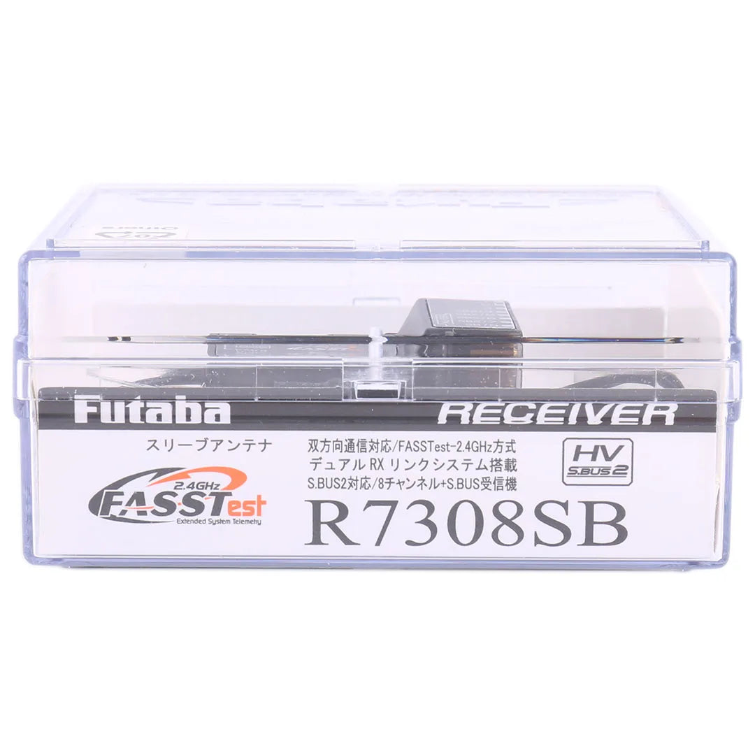 Futaba R7308 SB Receiver, Futaba R-7308SB is an 8-channel 2.4GHz FASST receiver with high gain antenna and S.BUS system for radio control models.