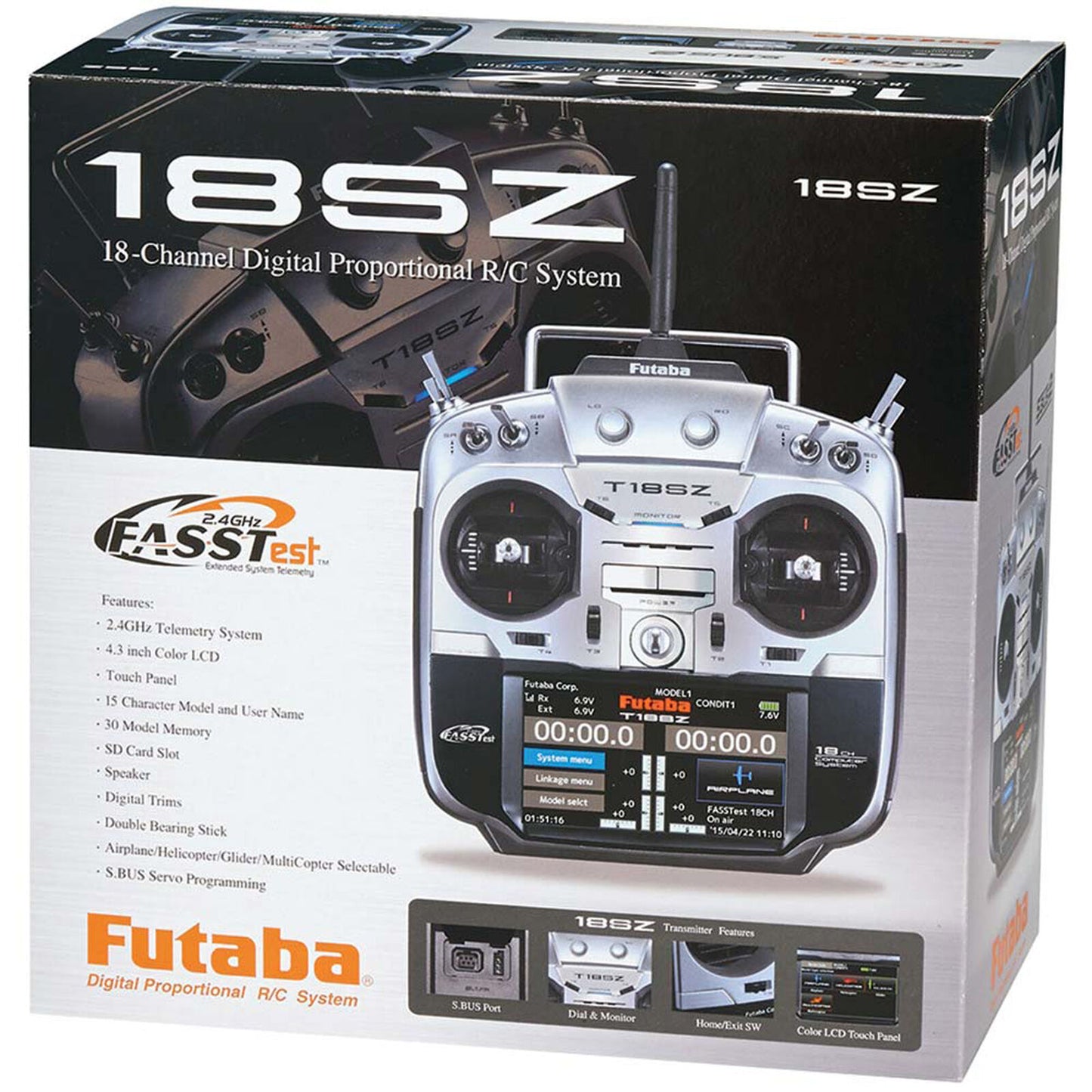 Futaba 18SZ 2.4GHZ 18CH Transmitter -  HVGA 4.3 inch Full Color LCD Touch Screen Air Telemetry Radio System