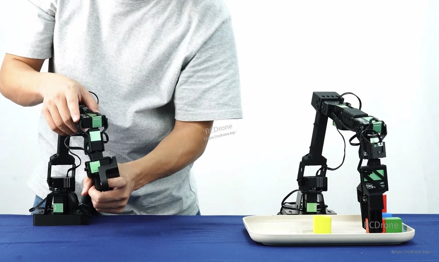 Fashionstar Starai 7 DoF Robot Arm Kit with green modules and black frame