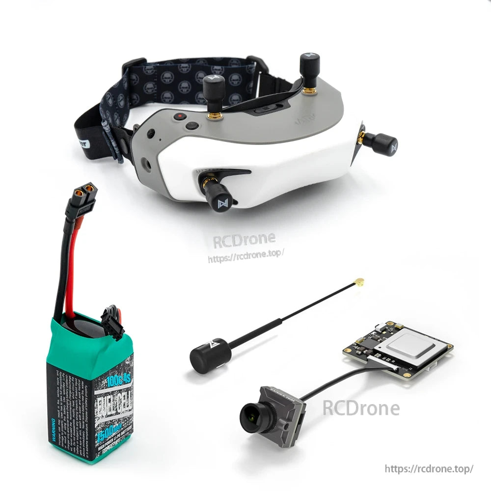 Goggles bundle with battery pack, single whip antenna, FPV camera and transmitter board
