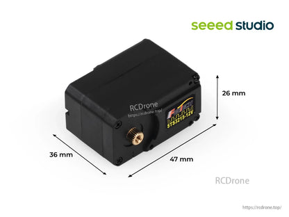 Feetech ST3215‑C047 Servo, Feetech ST3215-12V: 12V, 30 kg.cm stall torque, serial bus, metal gears, 12-bit sensor, compact 47×36×26 mm size.