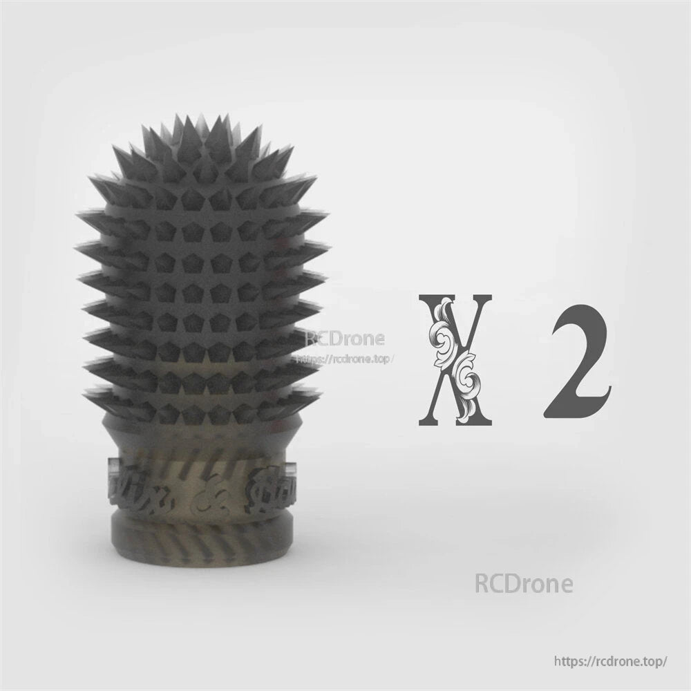 3D render of dark spiked stick end grip with “X2” quantity indicator