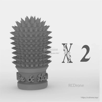 3D render of gray spiked stick end grip with “X2” quantity indicator