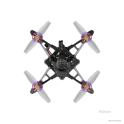 Top-down view of Firefly 1S Nano Baby V3 FPV quadcopter with carbon frame, four props and front camera