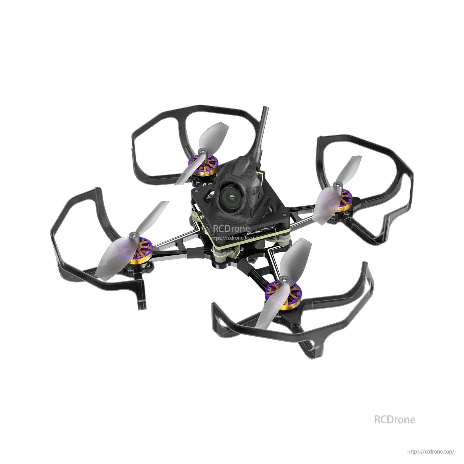 Firefly 1S nano cinewhoop drone with prop guards, four-blade props, front FPV camera and rear antenna
