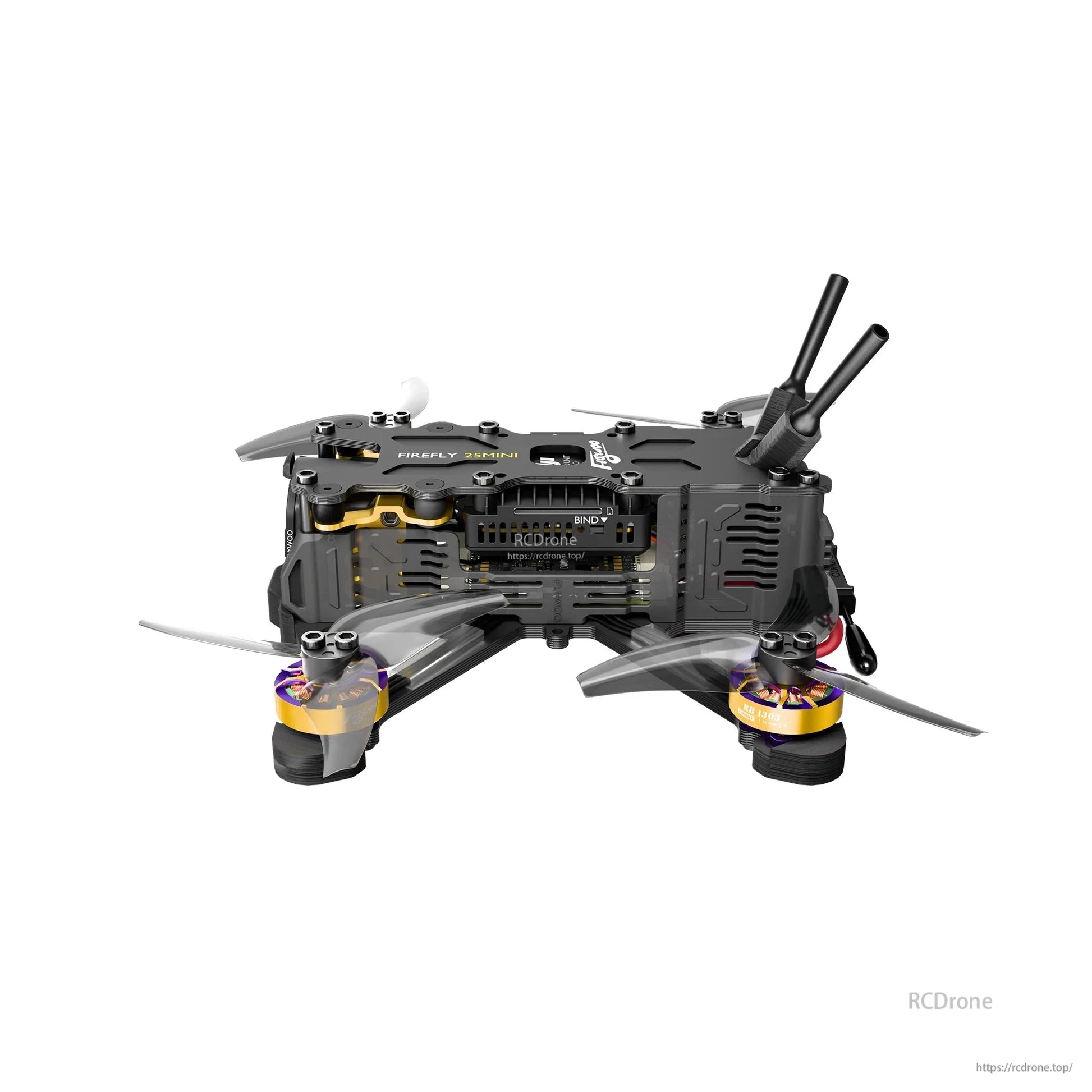 Firefly 20PRO 4S / 25MINI 3S DJI O4 PRO FPV, Compact Firefly FPV quadcopter with low-profile carbon frame, four propellers, and twin rear antennas