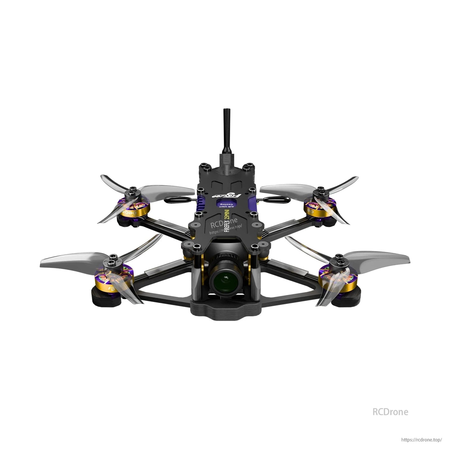 Firefly HDZero micro FPV drone quadcopter with front camera, four propellers, and top-mounted antenna
