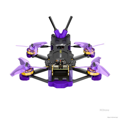 Firefly 20PRO micro FPV quadcopter with carbon frame, purple propellers, and dual rear antennas