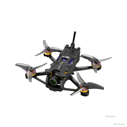 Firefly micro FPV drone with four tri-blade props, front camera, carbon frame, and top-mounted antenna