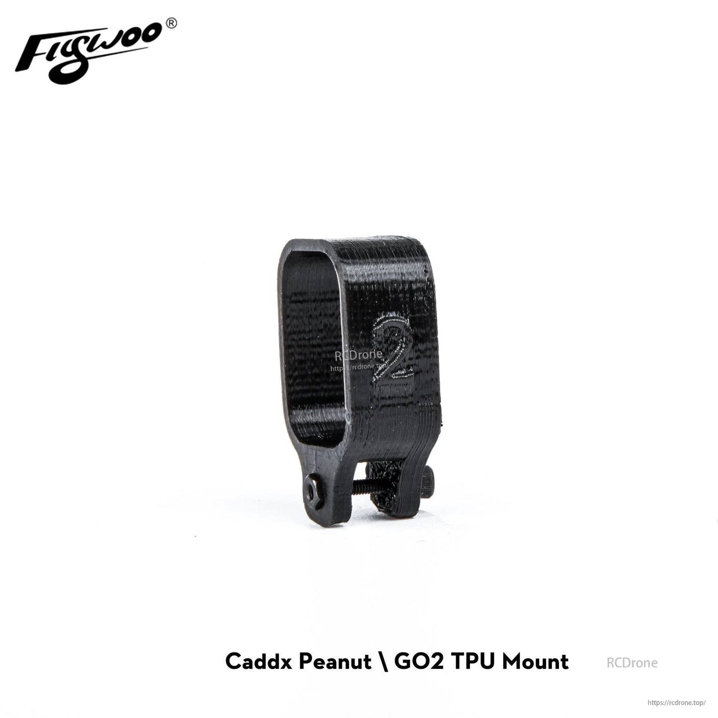 Firefly 2S Nano Baby 20 TPU Camera Mount, Black TPU camera mount bracket for Caddx Peanut/GO2, with curved strap and two mounting holes