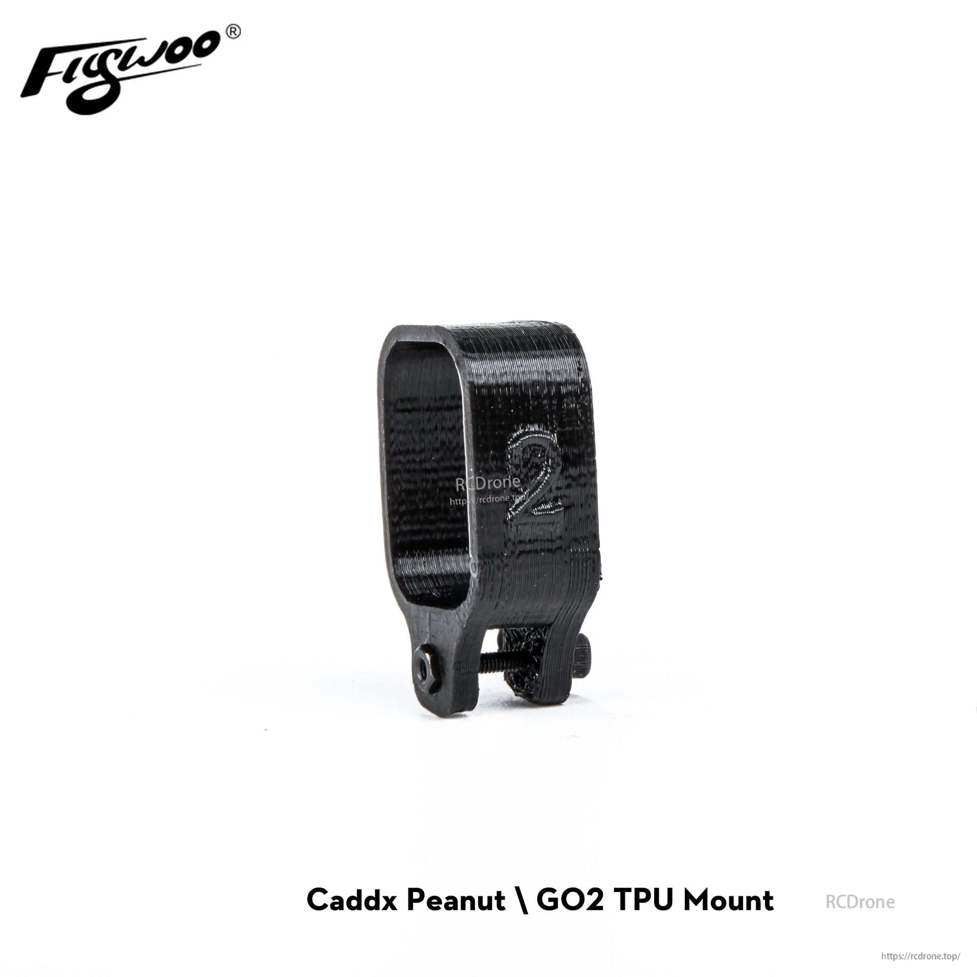 Firefly 2S Nano Baby 20 TPU Camera Mount, Black TPU camera mount bracket for Caddx Peanut/GO2, with curved strap and two mounting holes