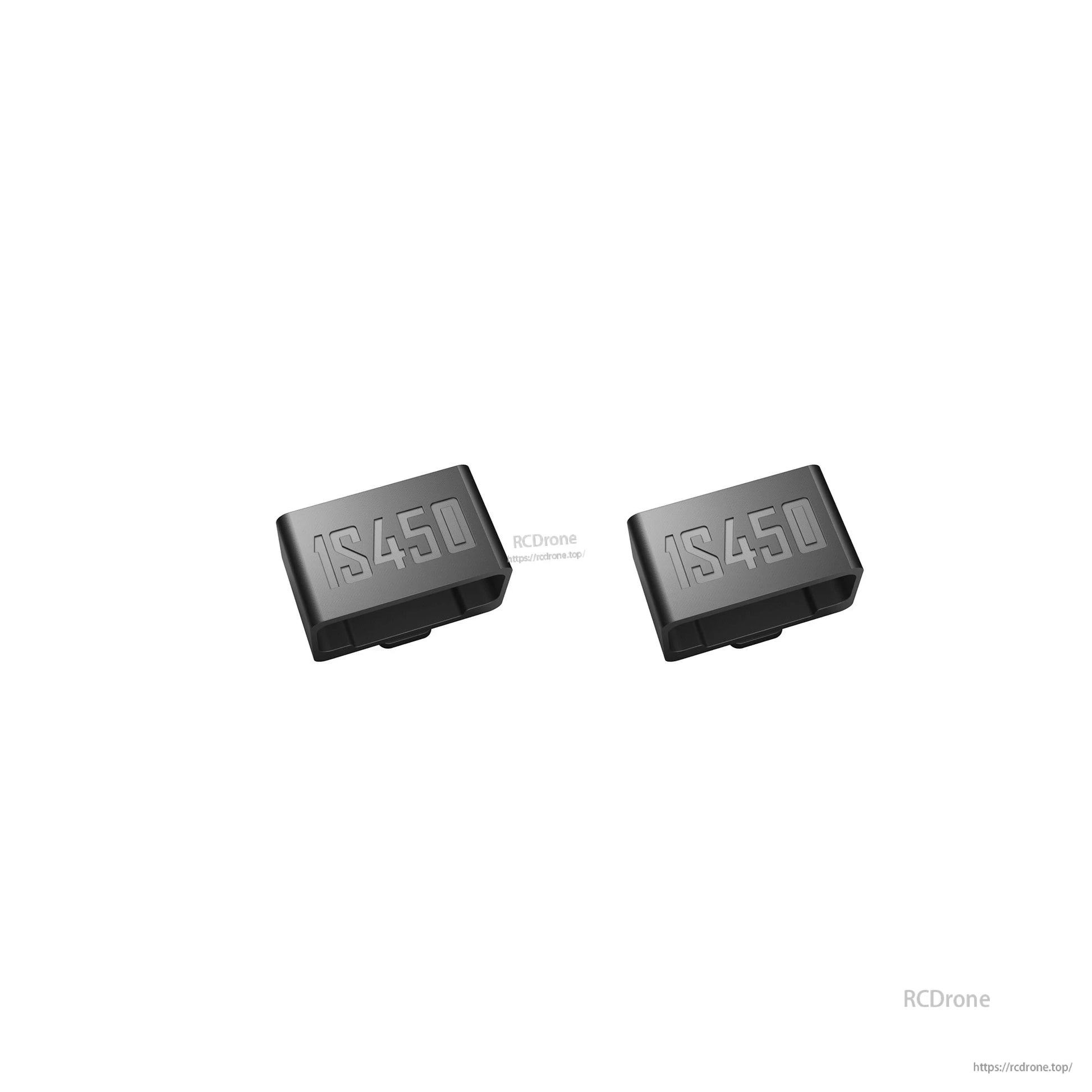 Two black 1S 450 battery holder/mount pieces for Firefly16/18 1S V3 frame parts, labeled “1S450”.