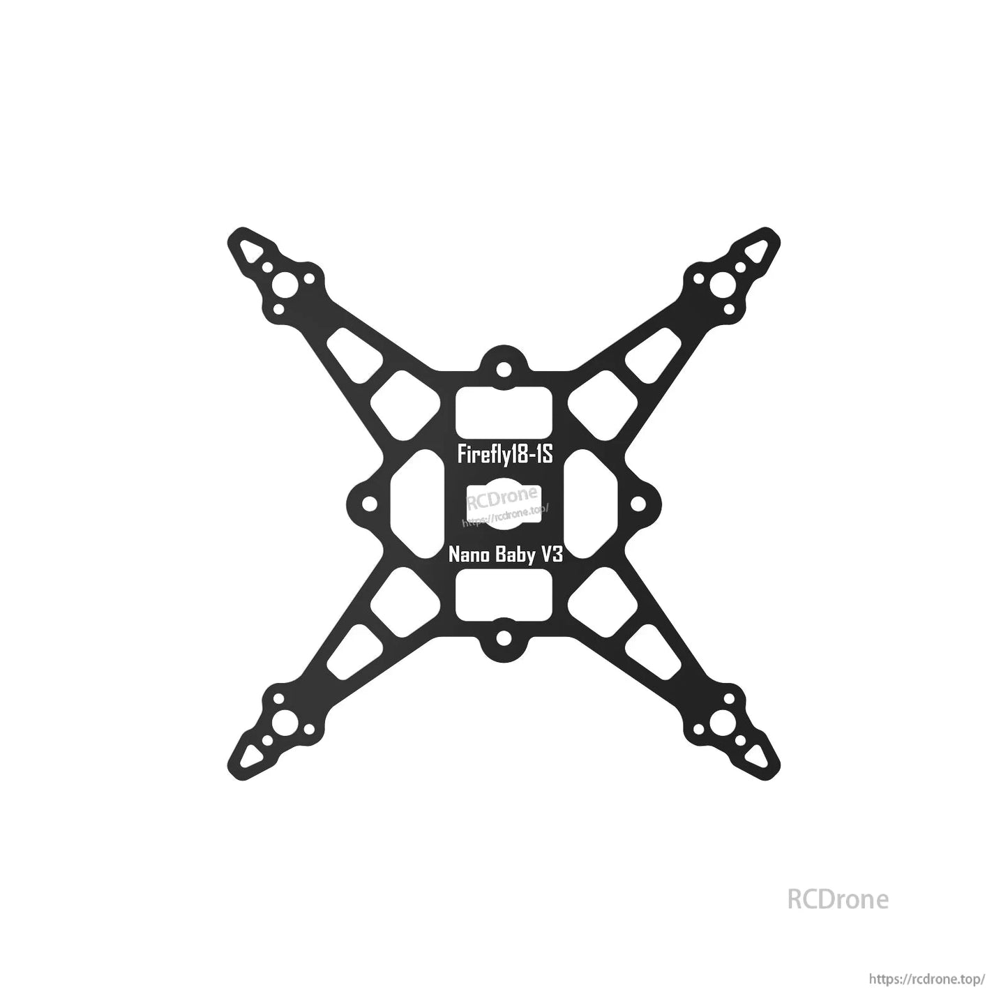 Firefly18-1S Nano Baby V3 carbon fiber quadcopter frame plate with cutouts and motor mounting holes