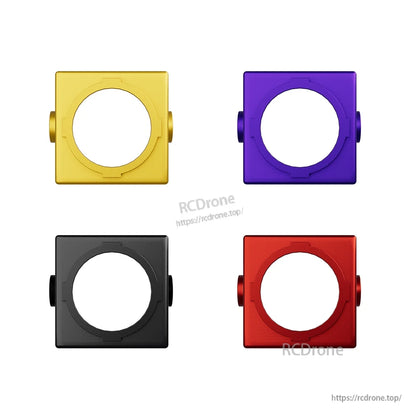 Firefly16/18 1S V3 O4 canopy camera mount pieces with round opening in gold, purple, black, and red