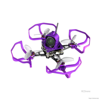 Firefly16 nano whoop FPV drone with purple prop guards, four-blade props, front camera and antenna