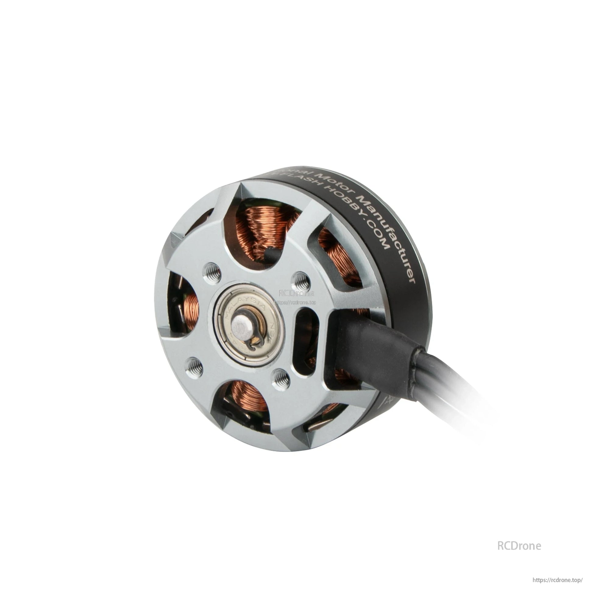 Flashhobby 3508 Brushless DC Motor, Flashhobby 3508 brushless DC outrunner motor with silver housing, exposed copper windings, and attached lead wires