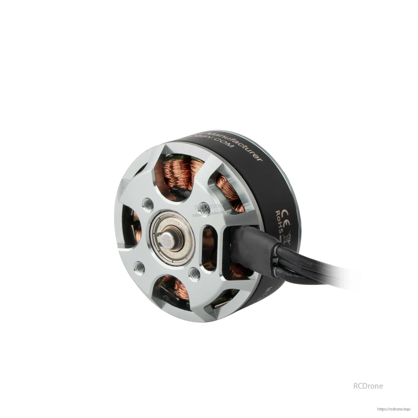Flashhobby 3510 brushless DC motor close-up with aluminum mount plate, visible copper windings and lead wires