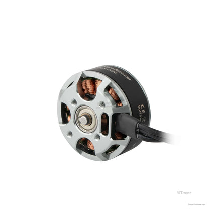Flashhobby 3510 brushless DC motor close-up with aluminum mount plate, visible copper windings and lead wires