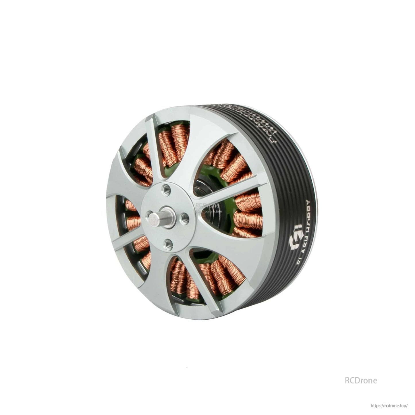 Flashhobby 5215 340KV Brushless Motor, Flashhobby 5215 brushless motor with silver front mount plate, exposed copper windings, and black ribbed housing
