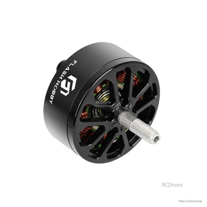 Flashhobby A3210 800KV brushless motor with black ventilated housing, visible copper windings, and threaded shaft
