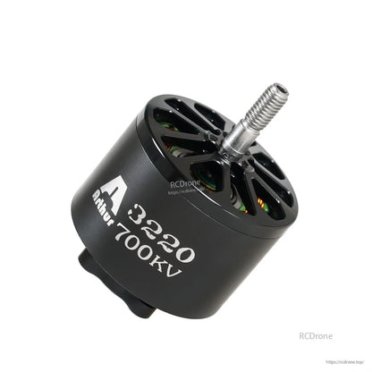 Flashhobby A3220 700KV brushless motor with black housing, open-vent top bell, and threaded shaft