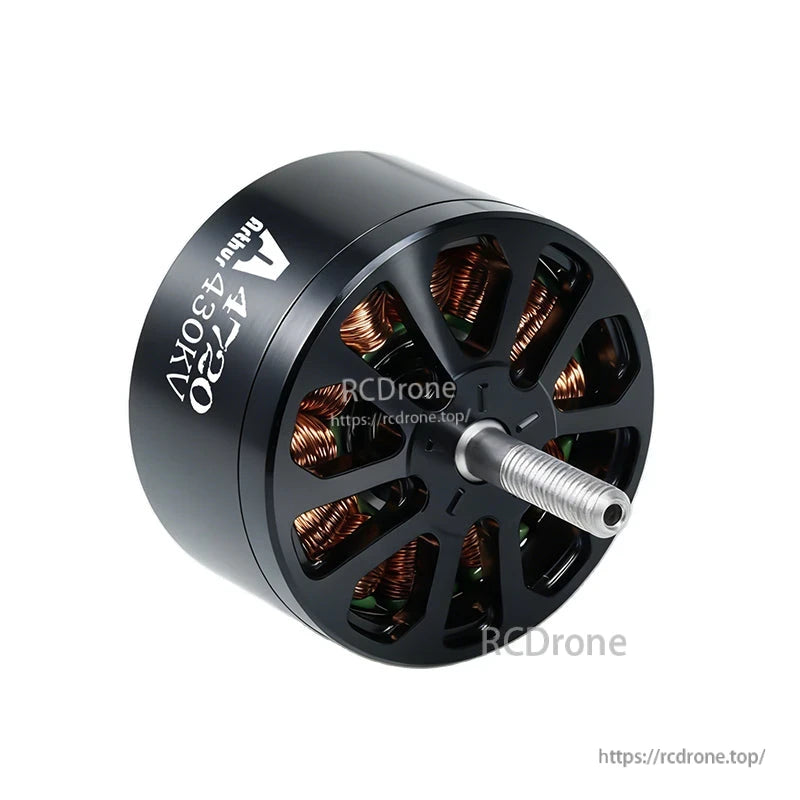 Flashhobby A4720 430KV Brushless Motor, Flashhobby A4720 430KV brushless outrunner motor with black housing, exposed copper windings and threaded shaft
