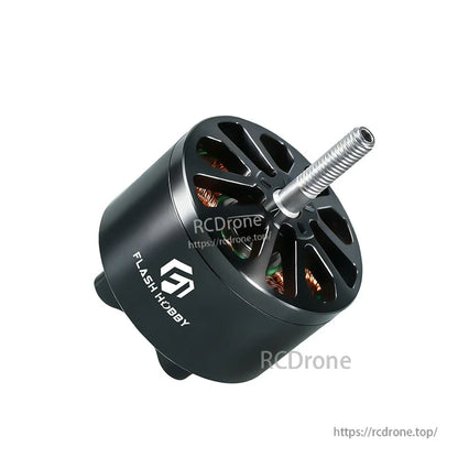 Flashhobby Arthur A4320 650KV brushless motor with black vented bell, visible copper windings, and threaded shaft
