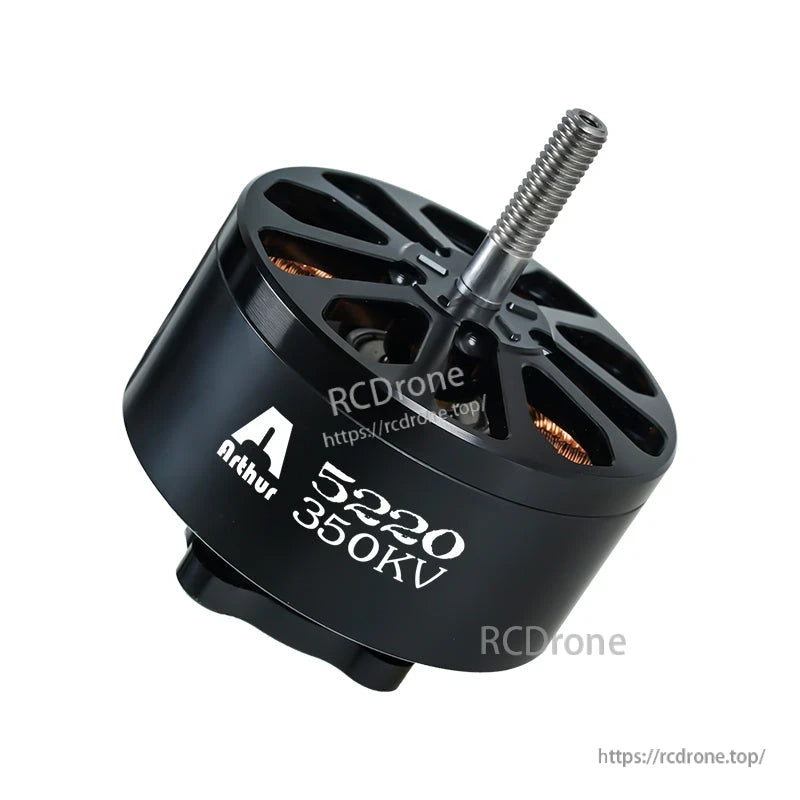 Flashhobby Arthur A5220 Brushless Motor, Flashhobby Arthur A5220 350KV brushless motor with black housing, open bell design, and threaded shaft
