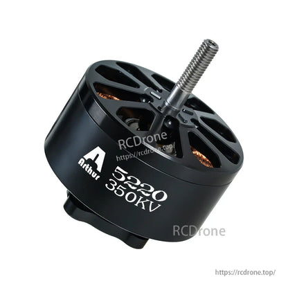 Flashhobby Arthur A5220 Brushless Motor, Flashhobby Arthur A5220 350KV brushless motor with black housing, open bell design, and threaded shaft