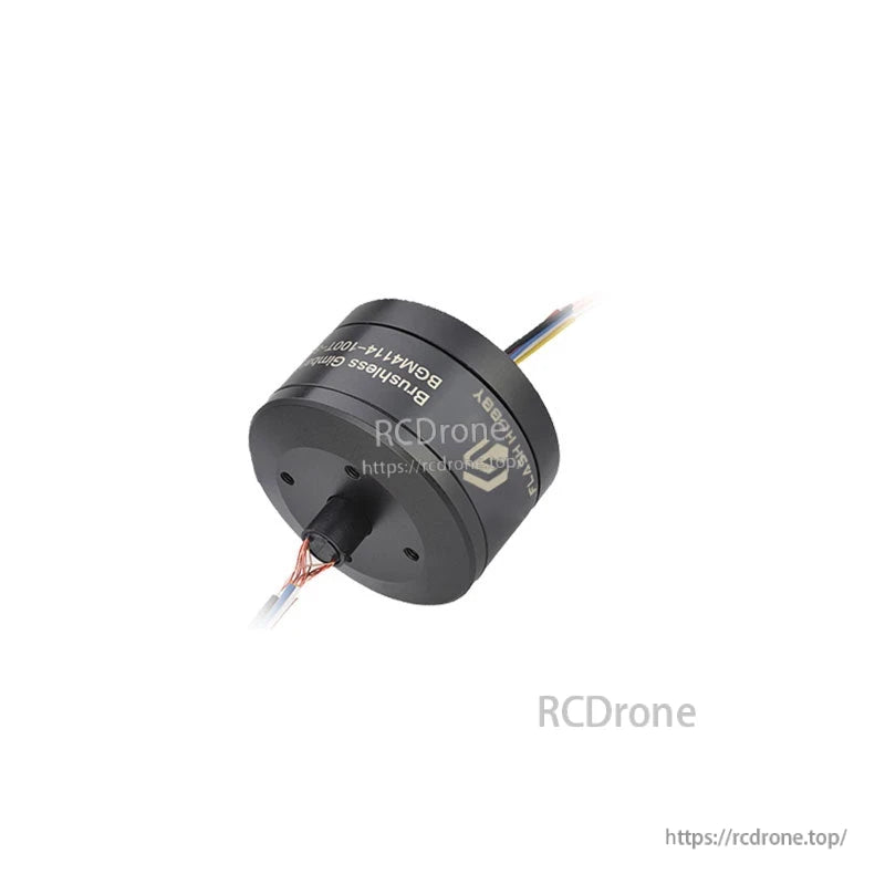 Flashhobby BGM4114-100T brushless gimbal motor with black housing, side labeling, and multicolor wire lead