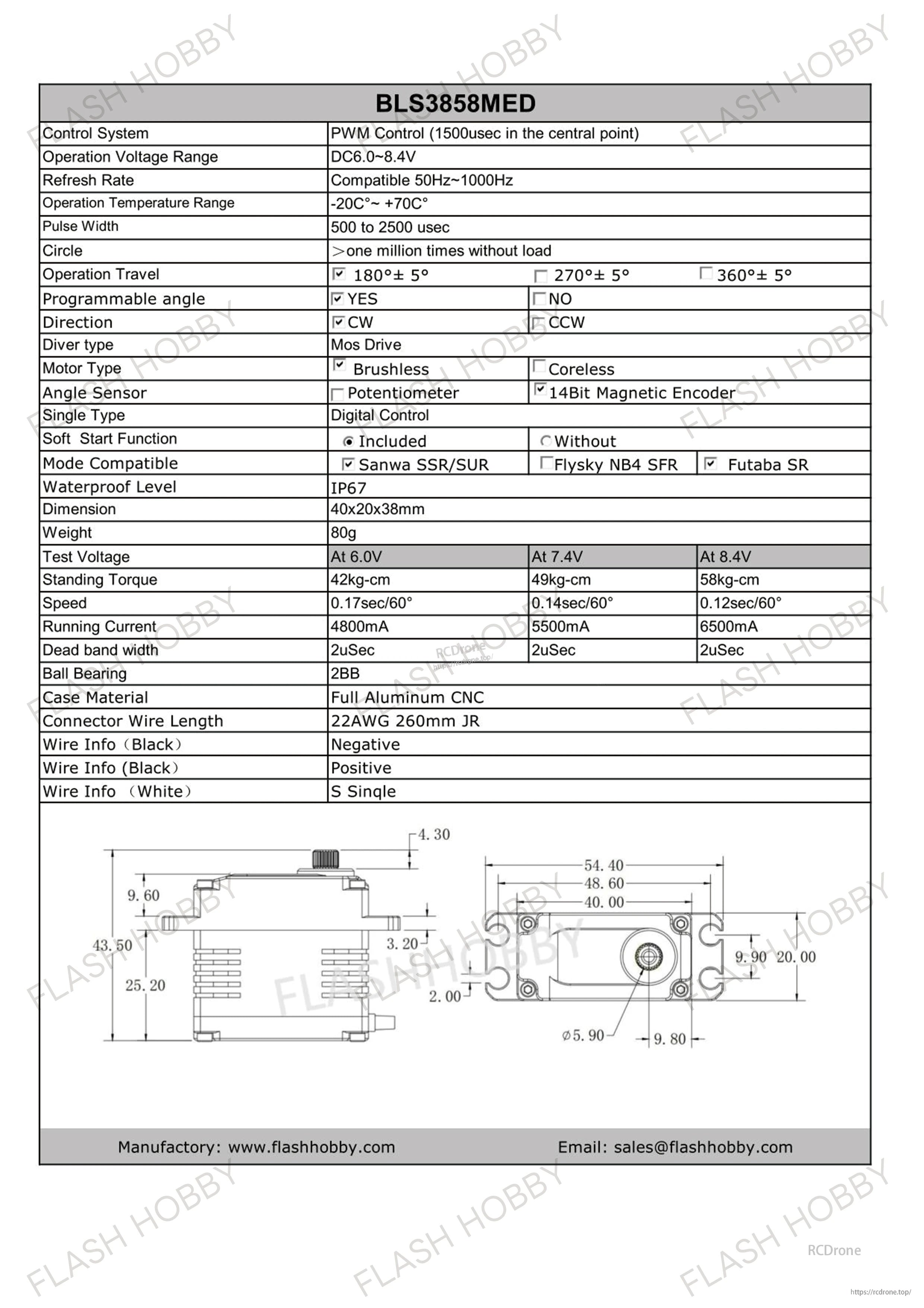 Flashhobby BLS3858MED 58KG 8.4V BLS Servo