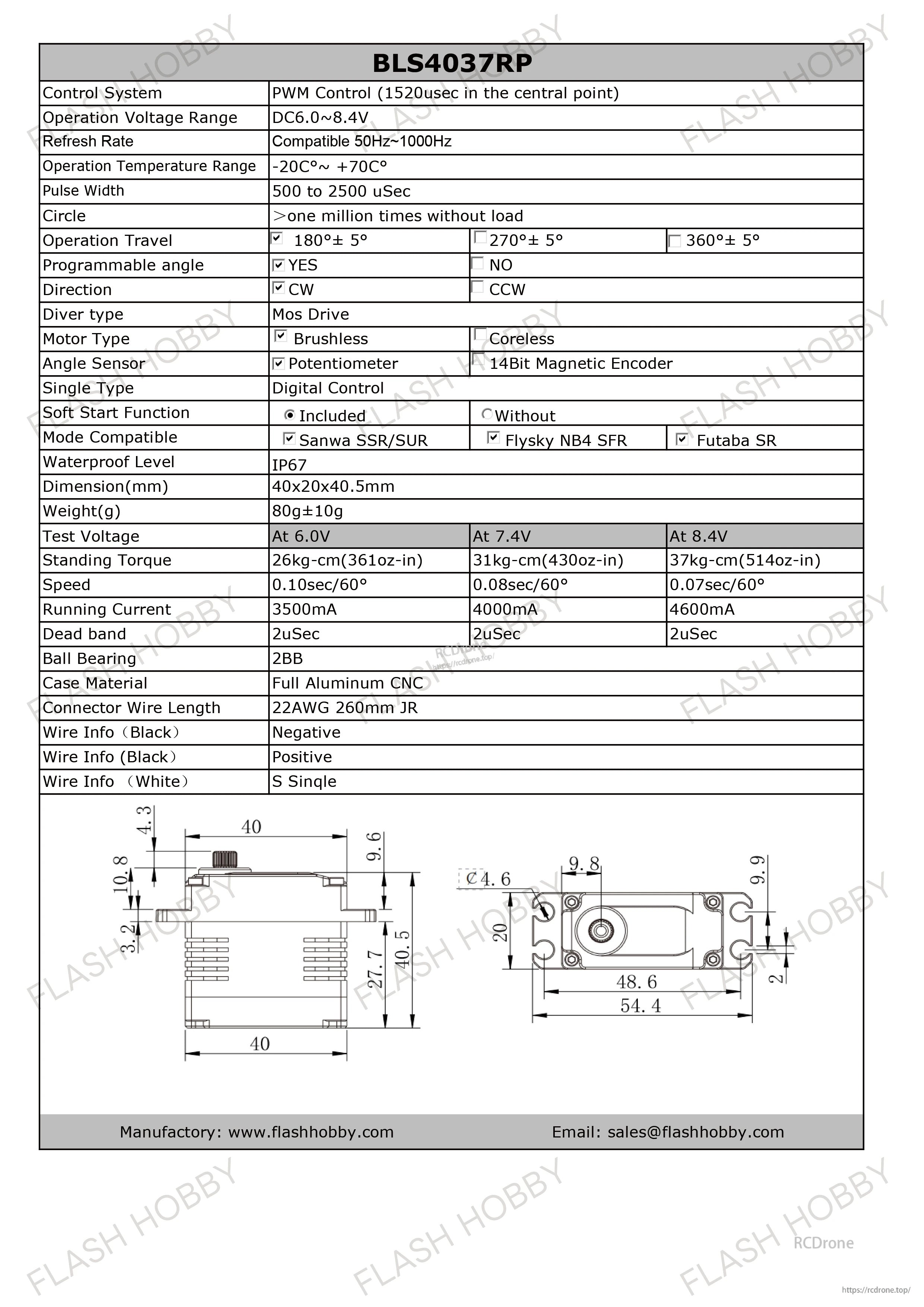 Flashhobby BLS4037RP 37KG 8.4V BLS Servo
