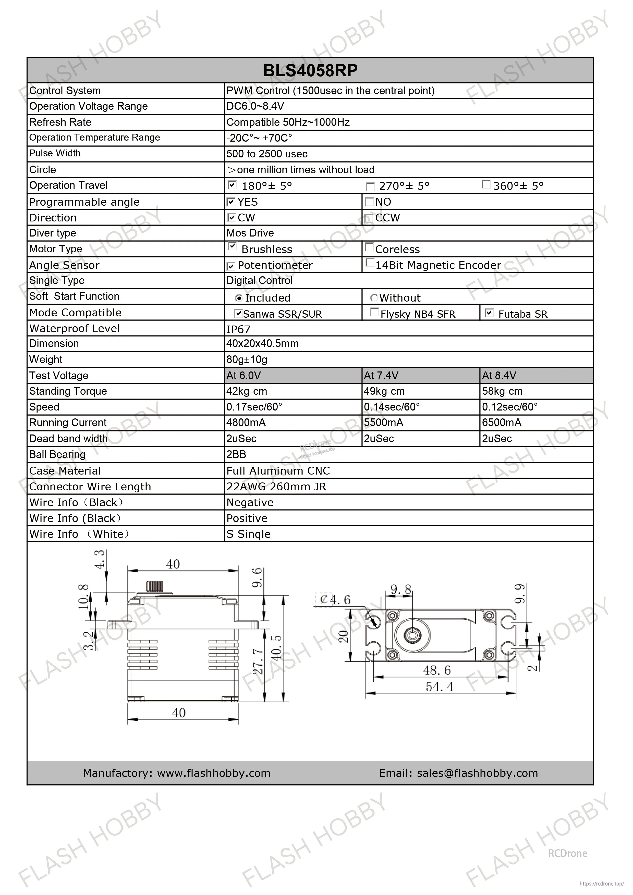 Flashhobby BLS4058RP 58KG 8.4V BLS Servo