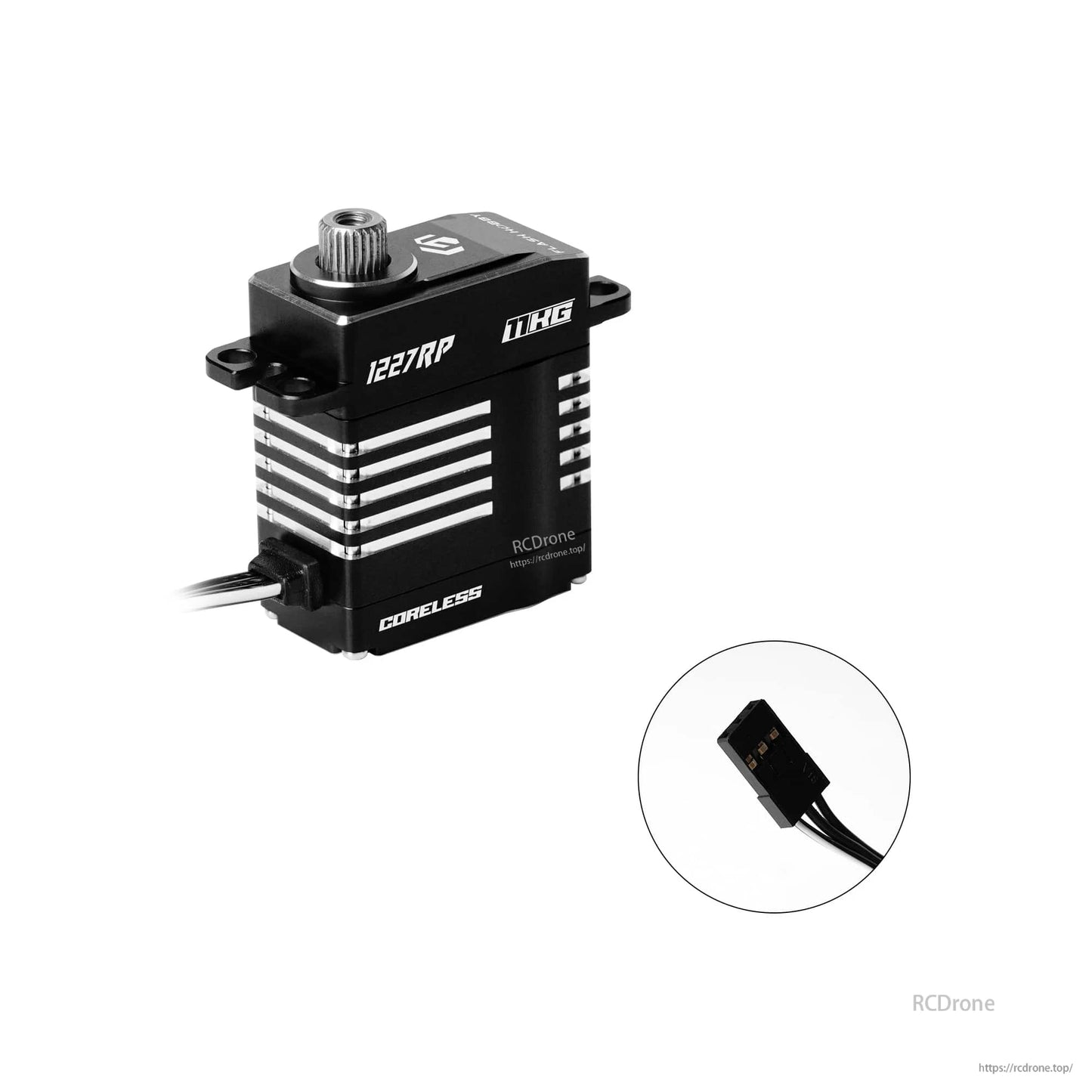 Flashhobby CLS1227RP V1 coreless digital servo with 25T spline output, 11KG marking, and 3-pin lead
