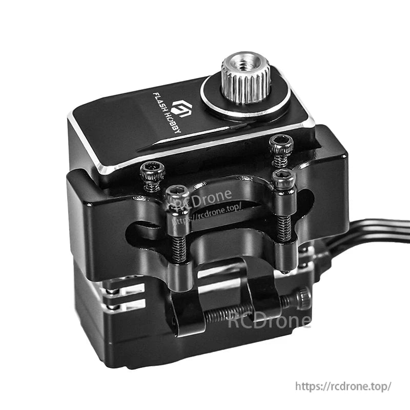 Flashhobby CLS1227RP V2 compact digital servo with black metal case, top output spline, and mounting bracket