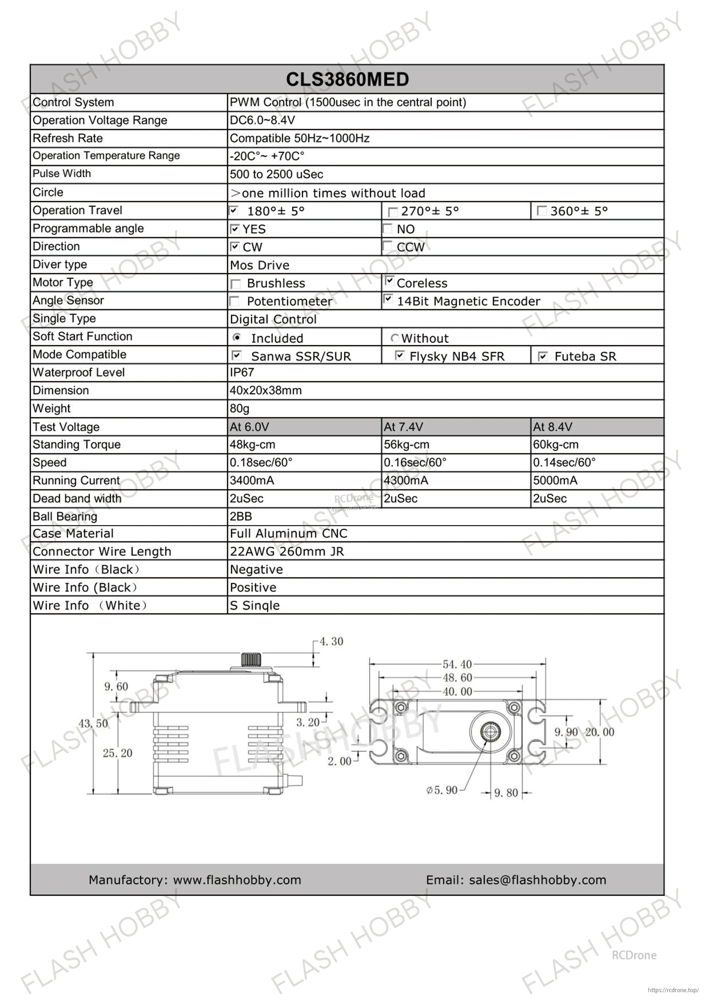 Flashhobby CLS3860MED 60KG 8.4V CLS Servo