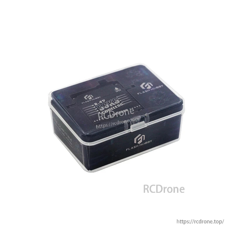 Flashhobby CLS4050RP digital servo packaging box with Flash Hobby logo and 8.4V label on lid