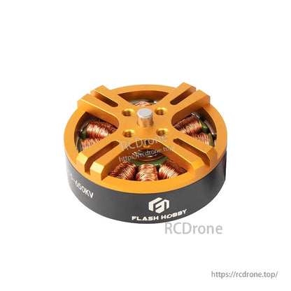 Flashhobby D4215 650KV brushless DC motor with gold top plate, exposed copper windings, and black housing