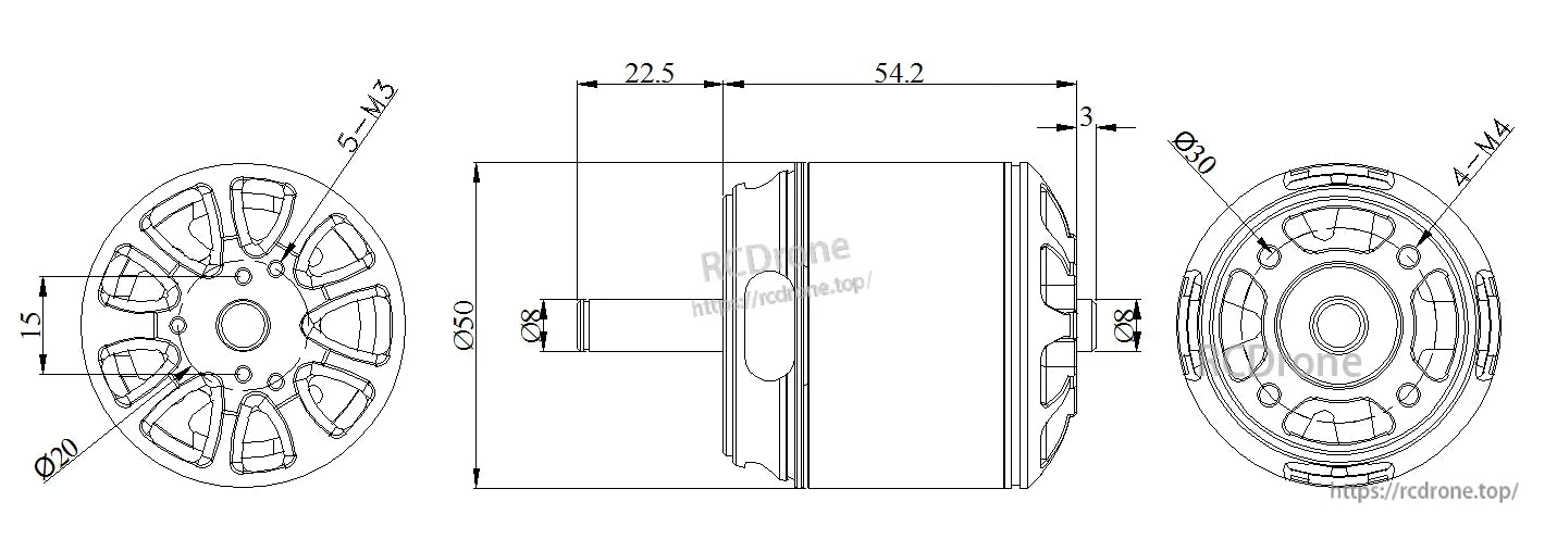 Flashhobby D5055 EVO Fixed Wing Motor 500KV/600KV (Custom KV), 12N14P, 50 x 54.2mm, 359g