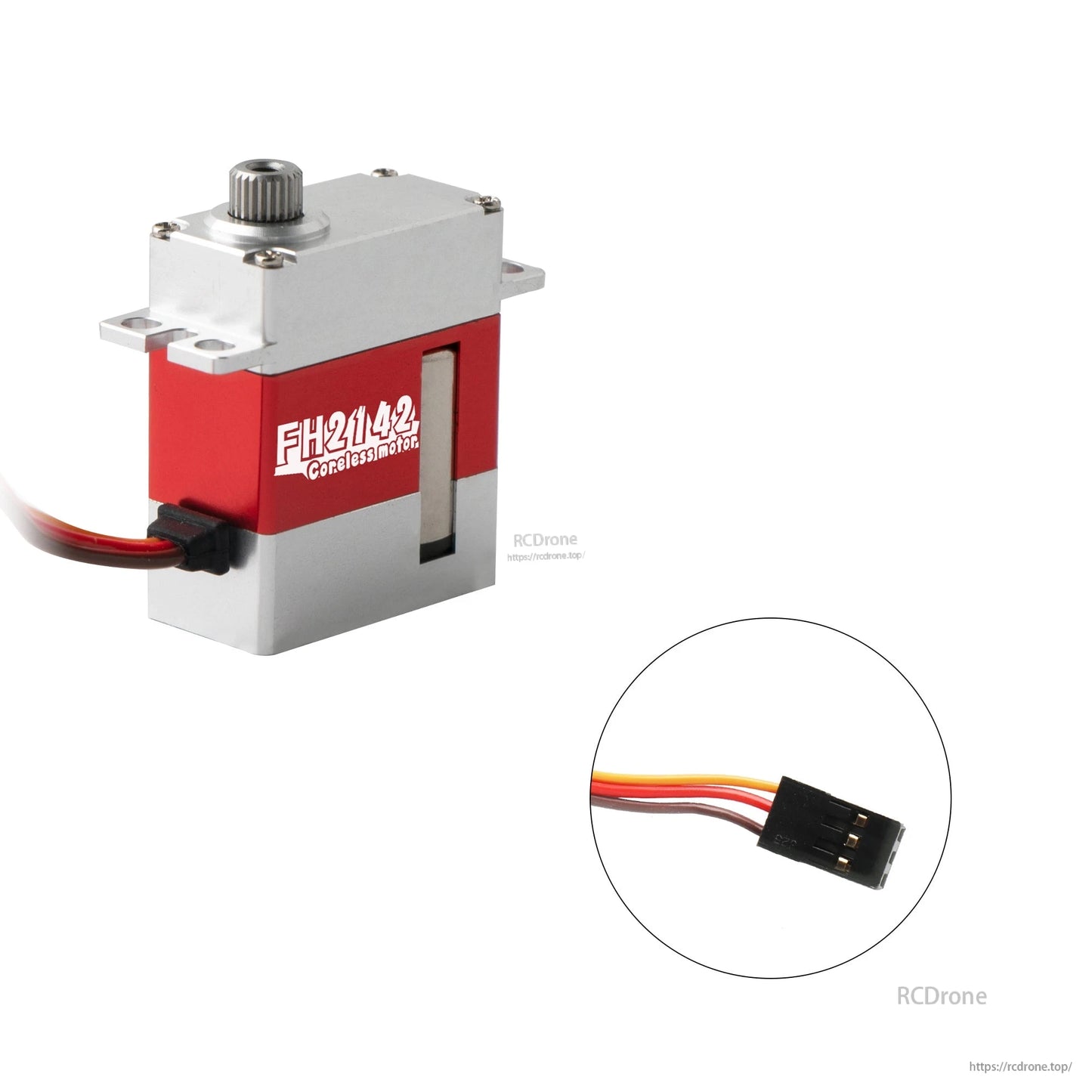 Flashhobby FH-2142 micro servo with metal case, mounting tabs, and 3-wire lead with connector